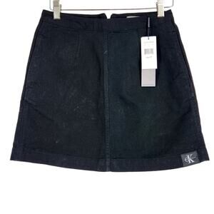 SALE Calvin Klein NWT Black Denim Mini Skirt Women's Size 27 US Small NEW
